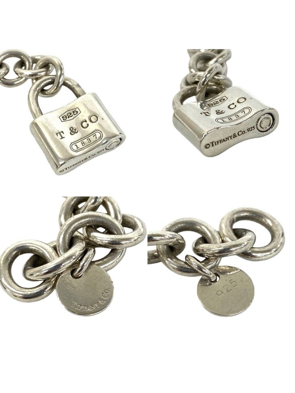 Tiffany & Co Cadena Lock Bracelet 925 Sterling Silver Chain - Picture 3 of 6